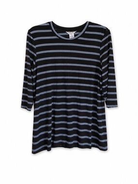 Hard Tail Clothing Women’s Striped Blue and Black Top Size Large NWT 3/4 Sleeve
